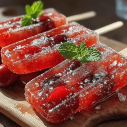 To start crafting your delightful grilled cherry popsicles, the first step is to prepare a rich cherry mixture. Begin with fresh, ripe cherries, as they are the star of this recipe. You will need approximately 2 cups of pitted cherries. If fresh cherries are out of season, frozen cherries can be a great alternative. Ensure they are thawed and well-drained before use.