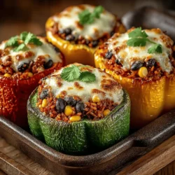 Explore a world of flavor with our Savory Stuffed Bell Peppers Delight, a dish that marries vibrant colors with wholesome ingredients to create a culinary masterpiece. This recipe combines the sweetness of fresh bell peppers with a hearty filling of brown rice, black beans, and spices, making it an ideal choice for any meal occasion. Whether you are preparing a cozy family dinner or looking for nutritious meal prep options, this dish is designed to impress and nourish.