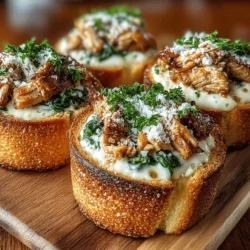 Mini Chicken Alfredo Toast Cups are more than just a mouthwatering appetizer; they are a delightful fusion of creamy flavors and crispy textures that make them a standout choice for a variety of occasions. Whether you’re hosting a festive gathering, looking for a creative dish for a family dinner, or simply want a satisfying snack for a casual weeknight, these toast cups deliver on both taste and presentation. Imagine tender chicken enveloped in a rich, velvety Alfredo sauce, all nestled within a perfectly toasted bread cup. This recipe is not only visually appealing but also incredibly versatile, allowing you to customize it to suit your preferences or dietary needs.