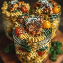 Garlic Butter Chicken Pasta Jars: A Flavorful Delight