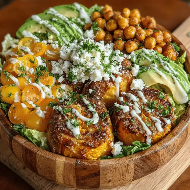 The Sweet Potato & Chickpea Harmony Bowl is more than just a meal; it’s a celebration of wholesome ingredients coming together to create a symphony of flavors and textures. This vibrant dish caters to anyone looking for a healthy, plant-based option that is both satisfying and nourishing. With its colorful appearance and rich taste, the Harmony Bowl is as pleasing to the eye as it is to the palate, making it an excellent choice for meal prep or a quick dinner.