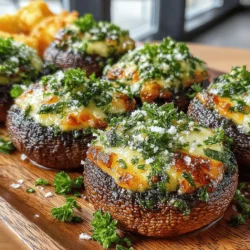 Savory Garlic Parmesan Roasted Mushrooms are a delightful culinary creation that elevates any meal with their rich flavors and appealing texture. This versatile dish can be enjoyed as a sumptuous side, a tempting appetizer, or even as a flavorful addition to pizzas and salads. The recipe showcases the umami qualities of baby bella or cremini mushrooms, which are perfectly complemented by the aromatic notes of garlic and the creamy richness of Parmesan cheese. With a handful of simple, fresh ingredients and straightforward preparation steps, this dish is accessible for novice cooks while still satisfying for seasoned chefs.