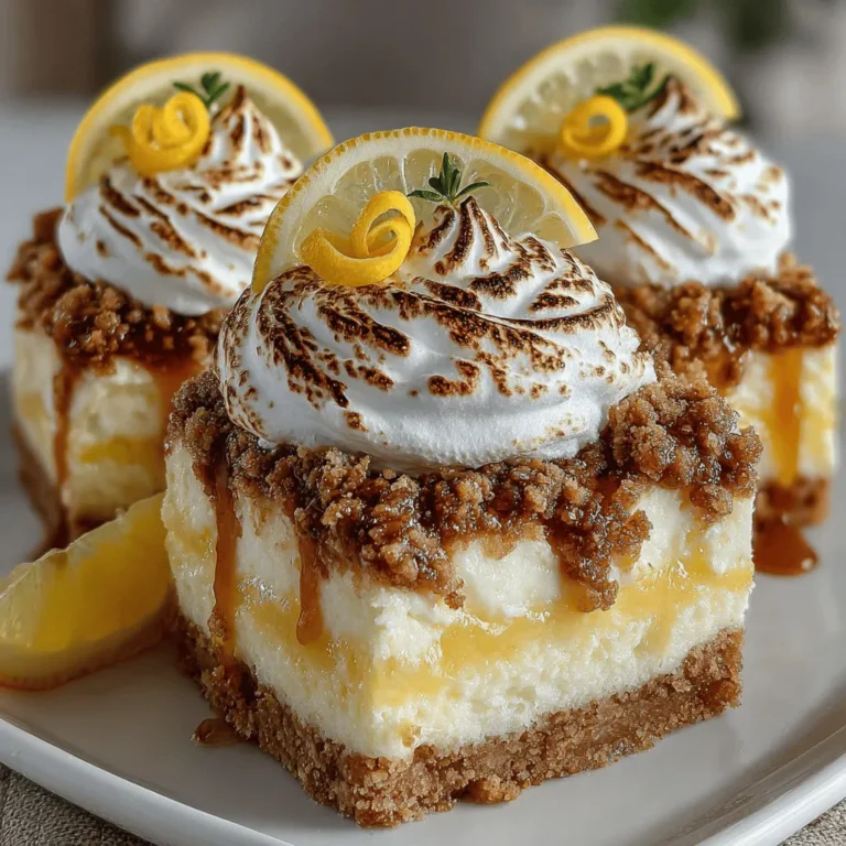 When it comes to summer treats, few desserts can compete with the refreshing taste of Zesty Frozen Lemon Meringue Pie Bars. This delightful dessert combines the bright, tangy flavor of fresh lemons with a smooth, creamy meringue topping, all nestled in a perfectly crispy graham cracker crust. Whether you're hosting a summer barbecue, celebrating a birthday, or simply looking to cool off on a warm day, these pie bars are sure to impress.