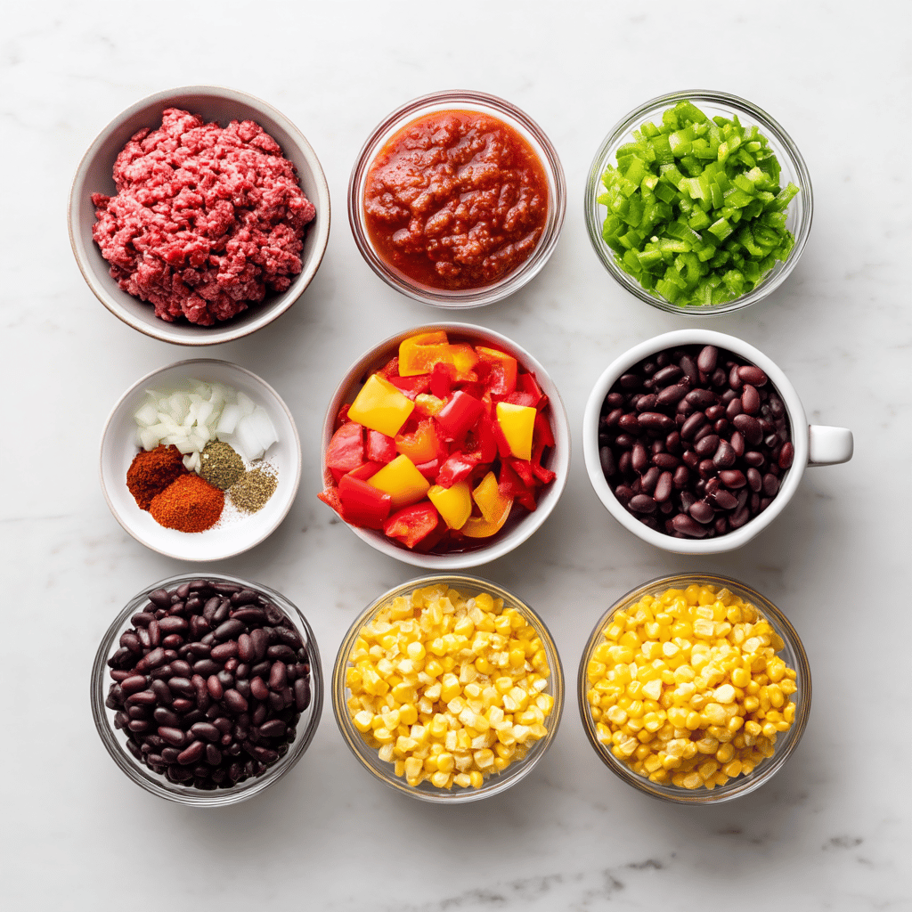 Ingredients for Family-Friendly Slow Cooker Chili Delight