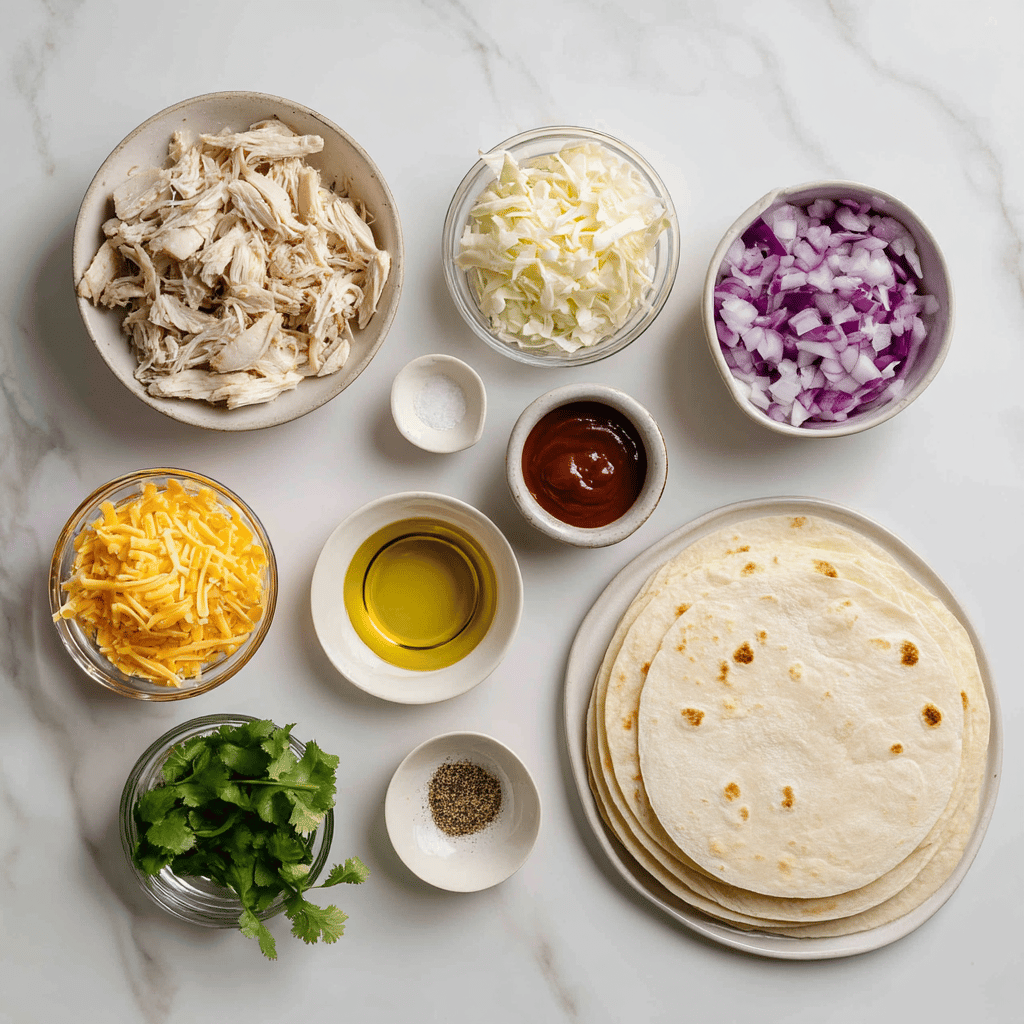 Ingredients for Minute Crispy BBQ Chicken Wraps
