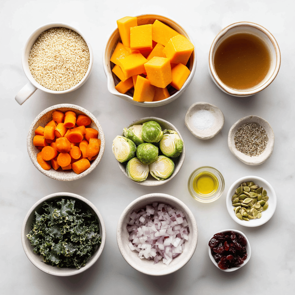 Ingredients for One-Pan Fall Harvest Veggie Bowl